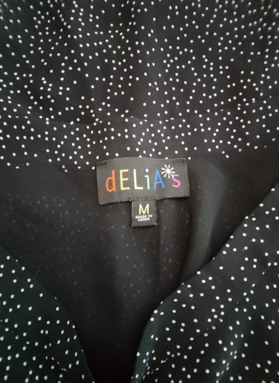 Y2K dELiA*s Black Maxi Skirt with White Dot Print Preppy - Picture 2 of 6